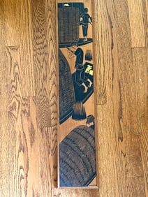 Mid Century Carved Panel Eastern Boating Scene Signed Pez