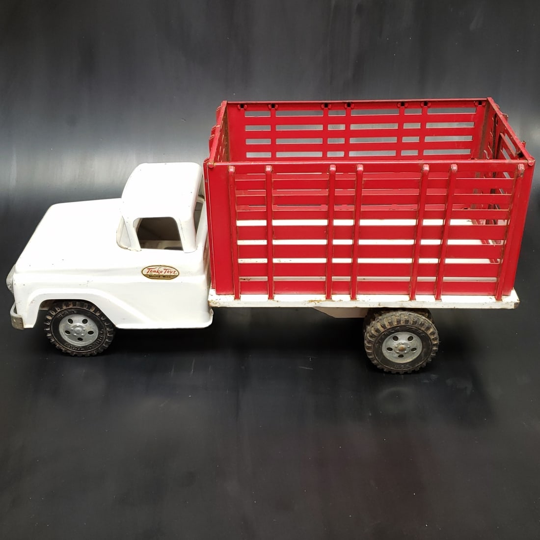 1958 Tonka B-202 Stock Farm Truck: "Fresh to market from a lifetime collector. A nice selection of vintage tin and pressed steel along with die cast model and car related ephemera. All measurements are approximate.
