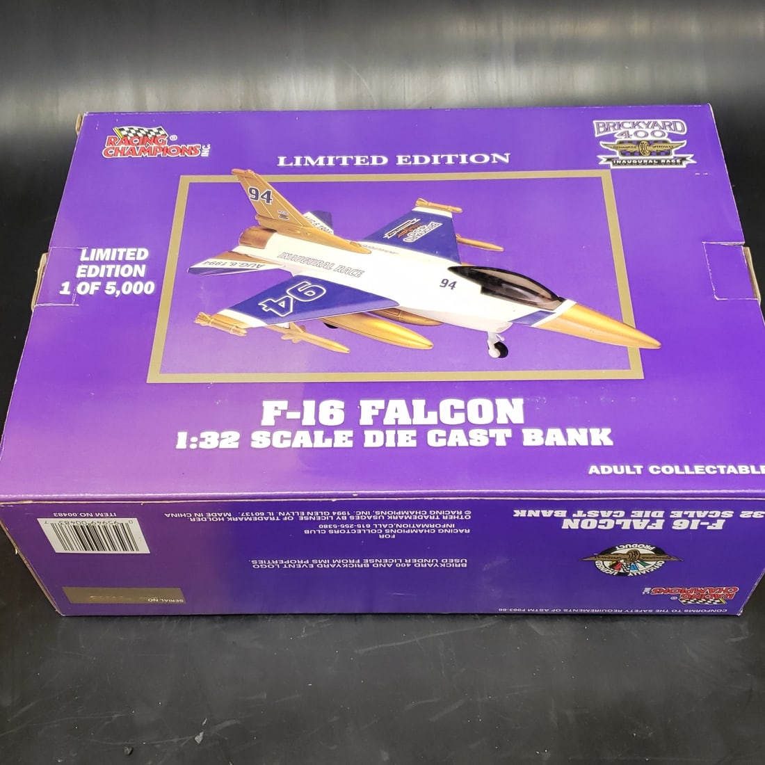 Brickyard 400 Limited Edition F-16 Falcon 1:32: "Fresh to market from a lifetime collector. A nice selection of vintage tin and pressed steel along with die cast model and car related ephemera. All measurements are approximate.