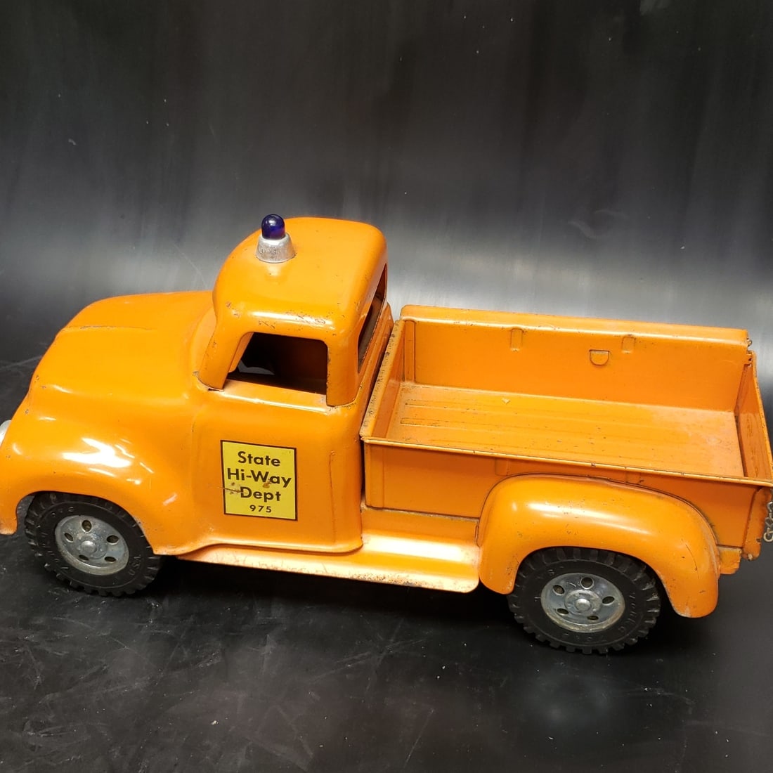 1956 Tonka State Hi-Way Dept 957 Sidestep Pickup Truck Clean: "Fresh to market from a lifetime collector. A nice selection of vintage tin and pressed steel along with die cast model and car related ephemera. All measurements are approximate.