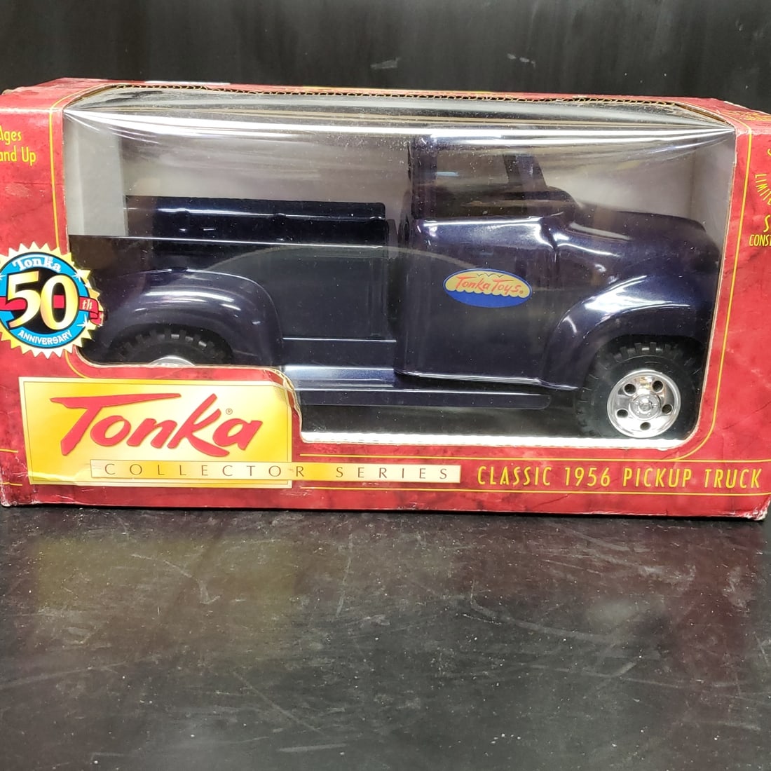 Tonka Collector's Series 1956 Pickup Truck #1 New: "Fresh to market from a lifetime collector. A nice selection of vintage tin and pressed steel along with die cast model and car related ephemera. All measurements are approximate.