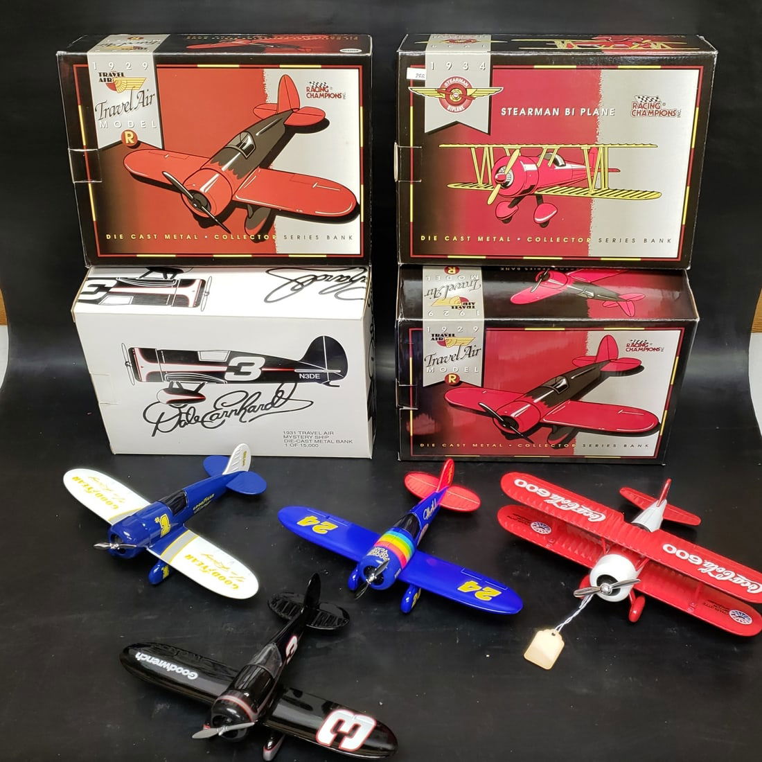 4 x Racing Champions Die Cast NASCAR Planes with Box: "Fresh to market from a lifetime collector. A nice selection of vintage tin and pressed steel along with die cast model and car related ephemera. All measurements are approximate.