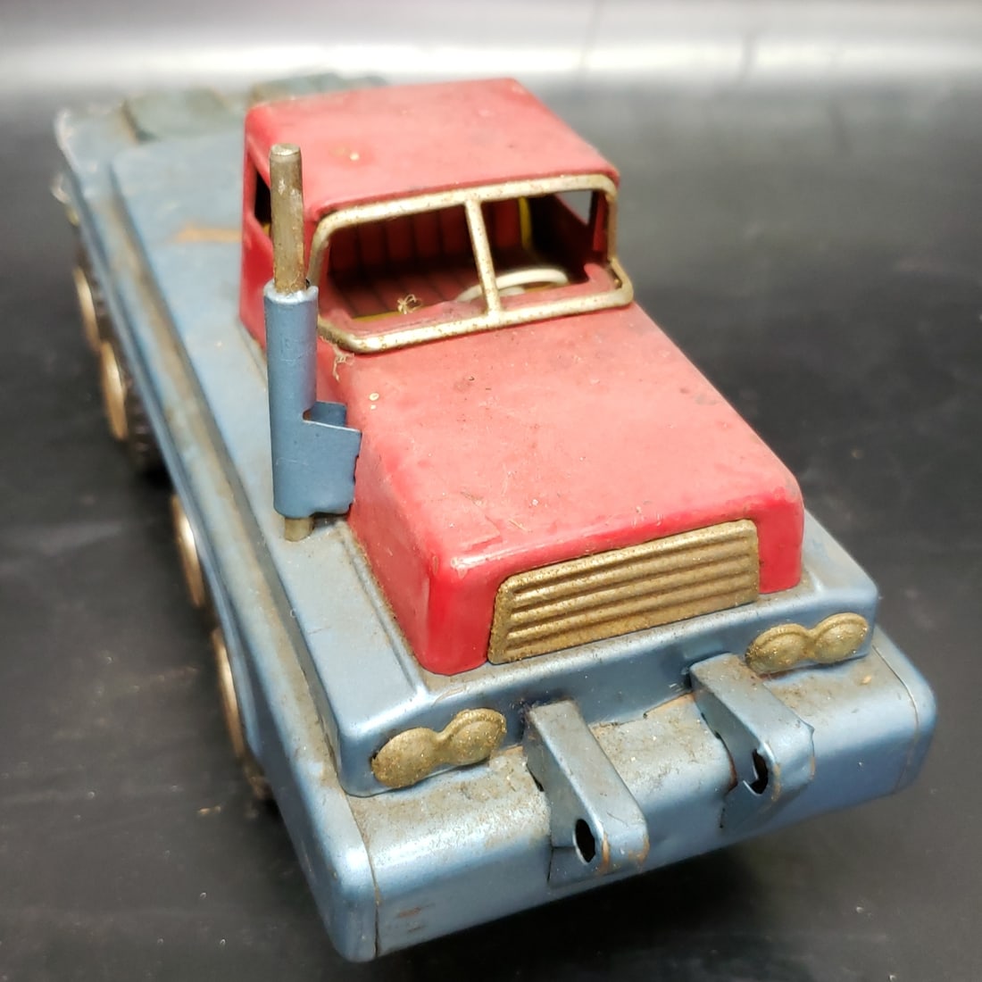 Vintage SSS International Truck Turnpike Hauler 649: "Fresh to market from a lifetime collector. A nice selection of vintage tin and pressed steel along with die cast model and car related ephemera. All measurements are approximate.