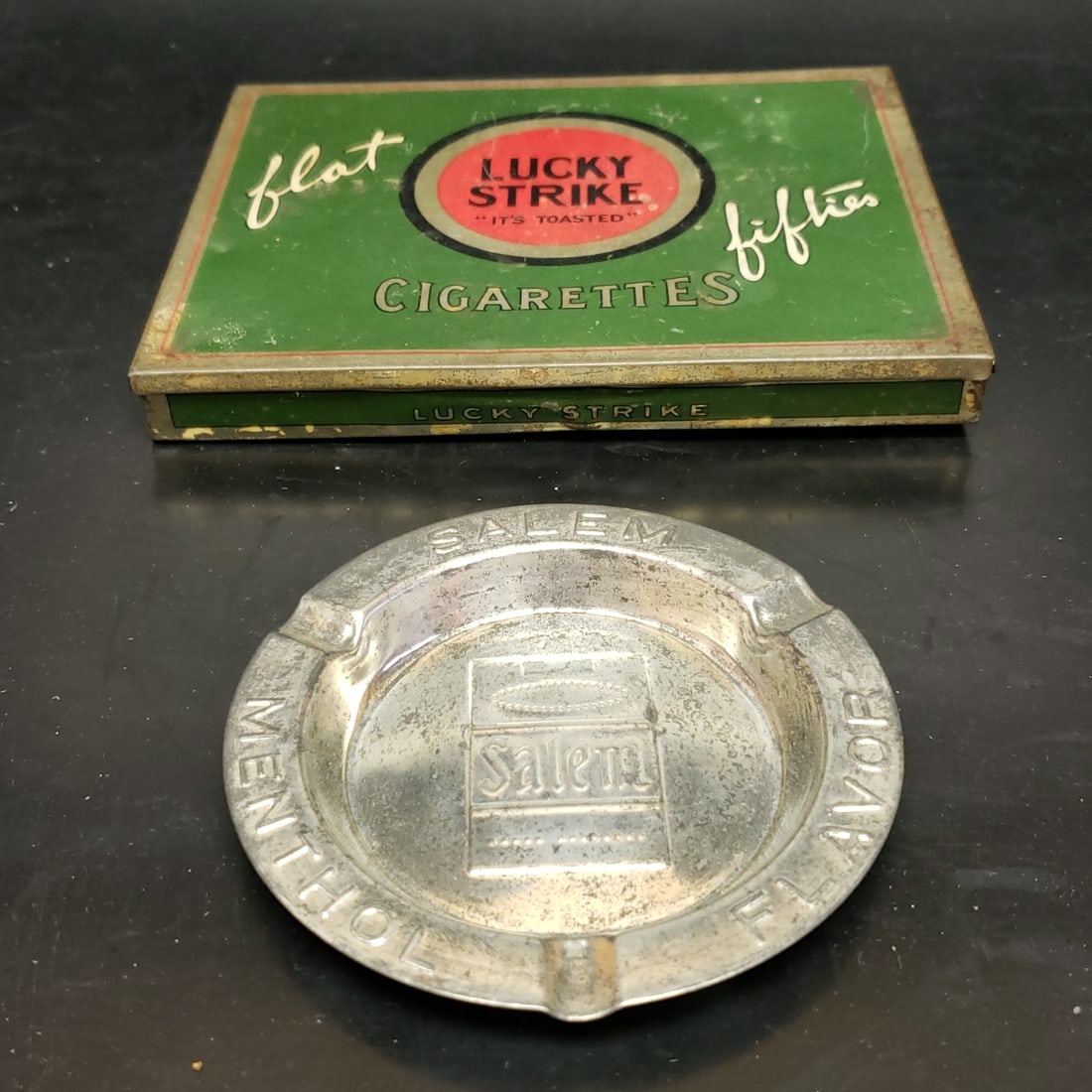 Vintage Salem Menthol Ashtray and Lucky Strike Tin (1 of 7)