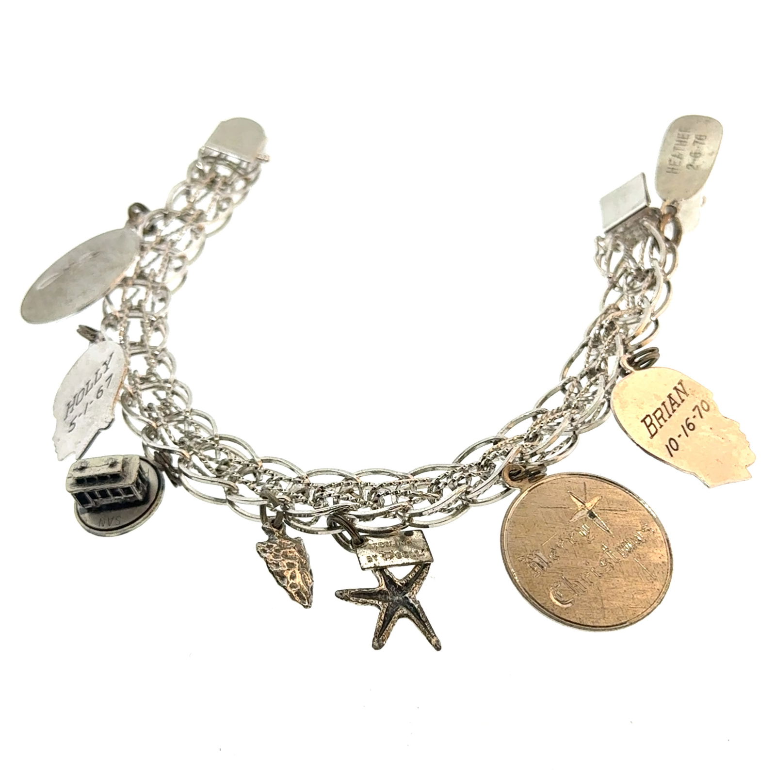 Sterling Overlay Charm Bracelet with Sterling Charms - 35.4g (1 of 6)