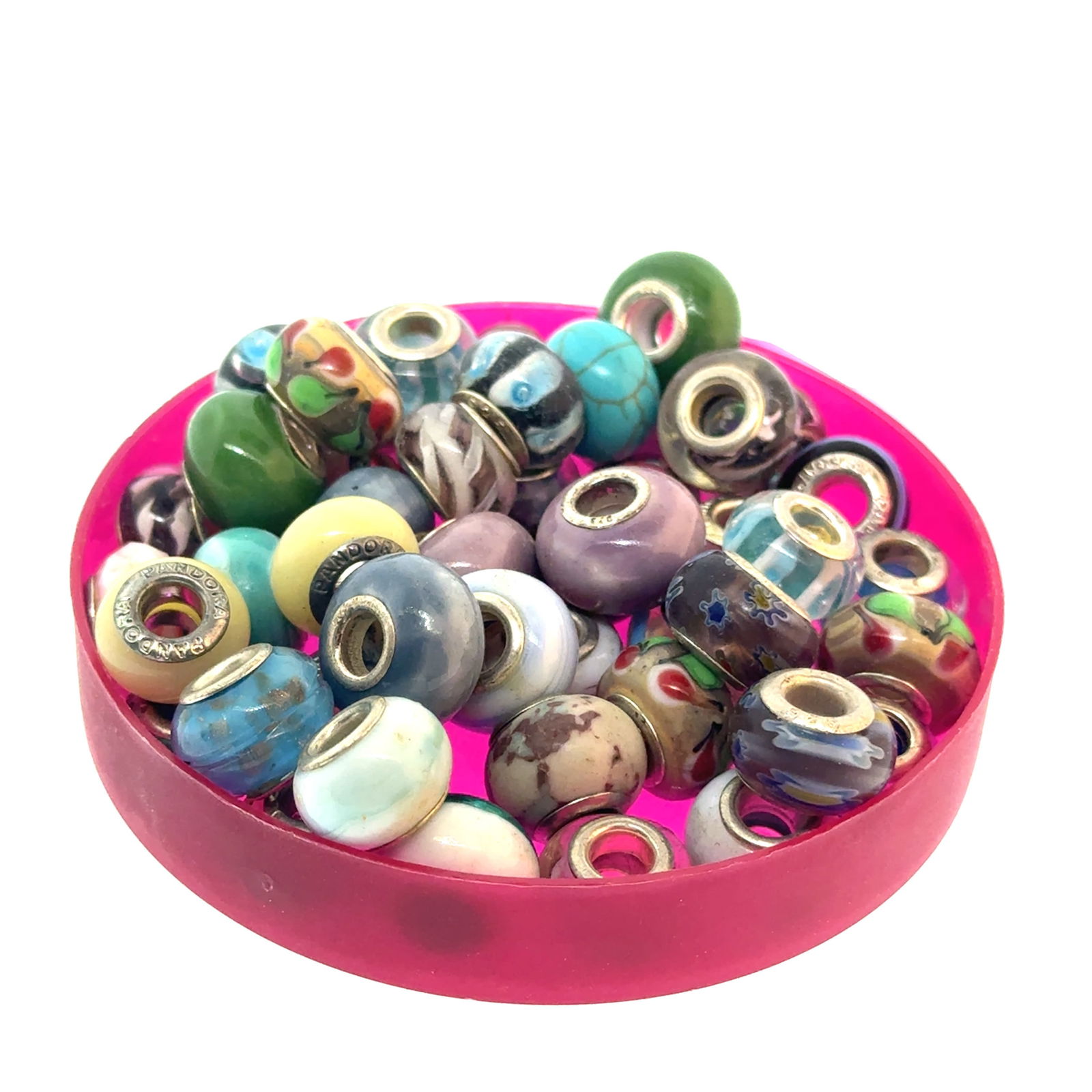 Large lot Sterling Silver Center Glass Beads - g (1 of 4)