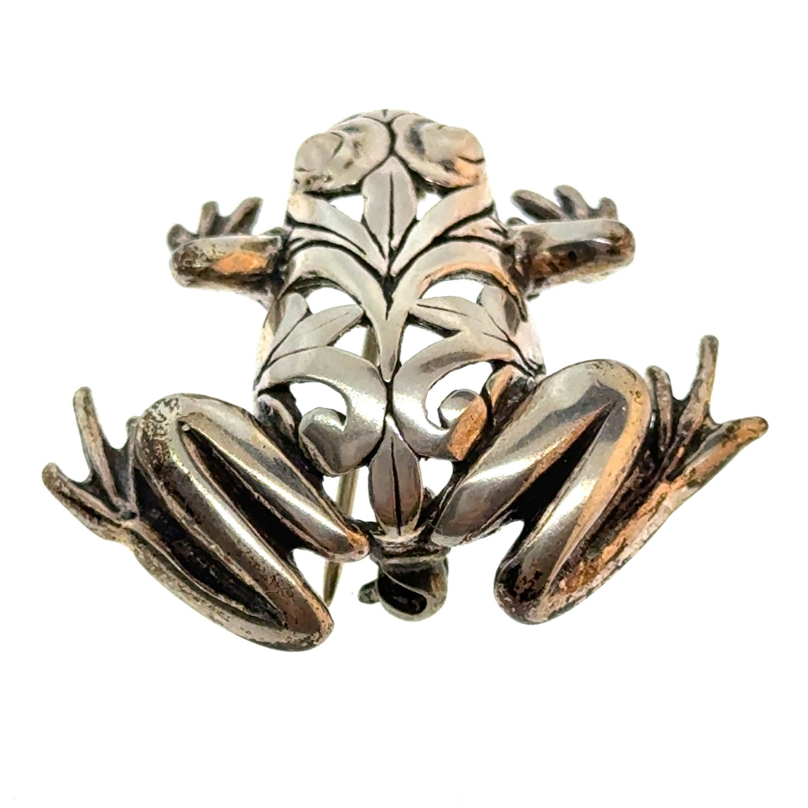 Vintage Sterling Silver Frog Pin - 9.2g: A wonderful selection of estate jewelry including some antique heirloom pieces with family provenance. Item weights and dimensions are approximate. 4"x4"x4" 8oz shipping weight and dimensions.All weig