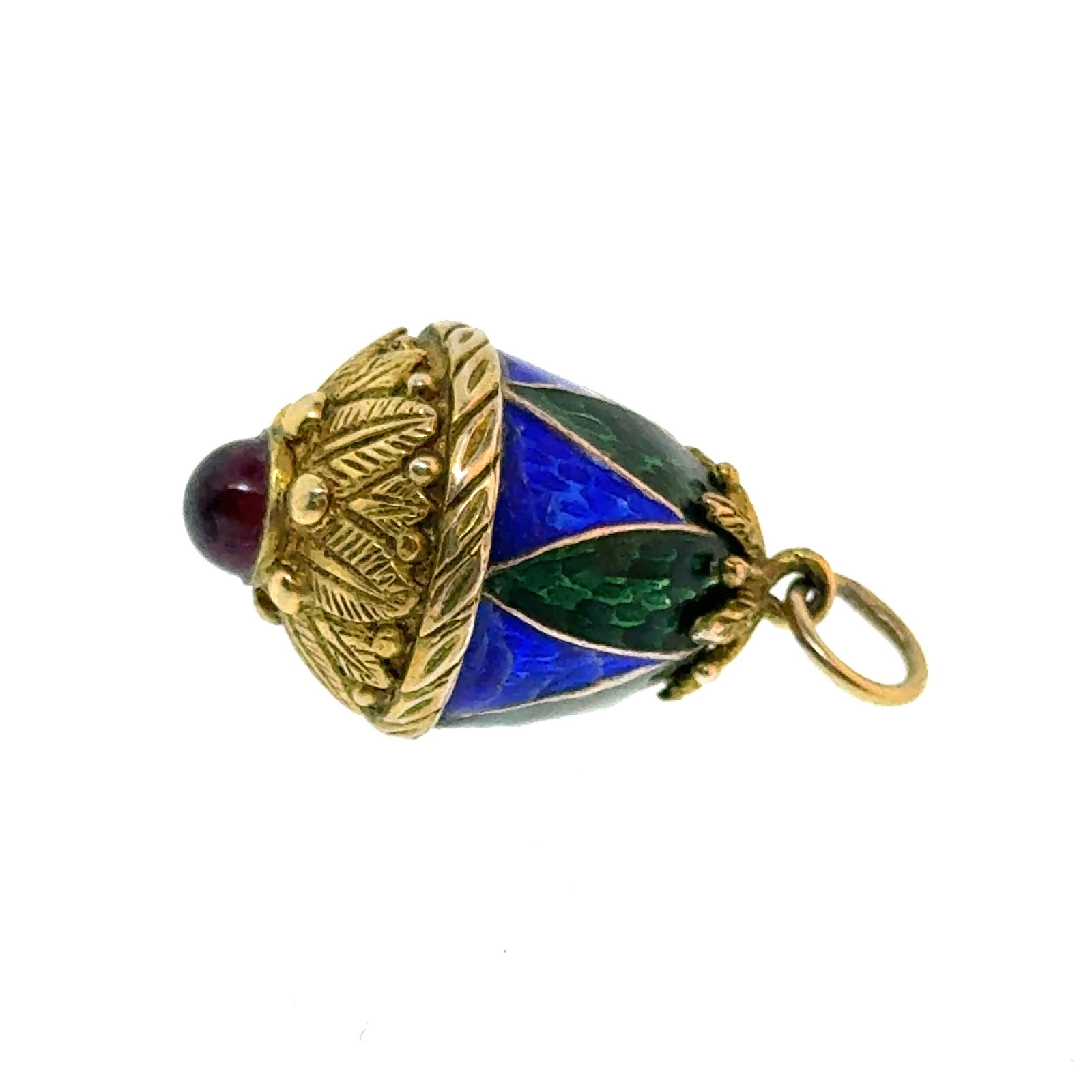 Antique 18k Vermeil Enamel and Cabochon Russian Egg Pendant - 7g: A wonderful selection of estate jewelry including some antique heirloom pieces with family provenance. Item weights and dimensions are approximate. 4"x4"x4" 8oz shipping weight and dimensions.All weig