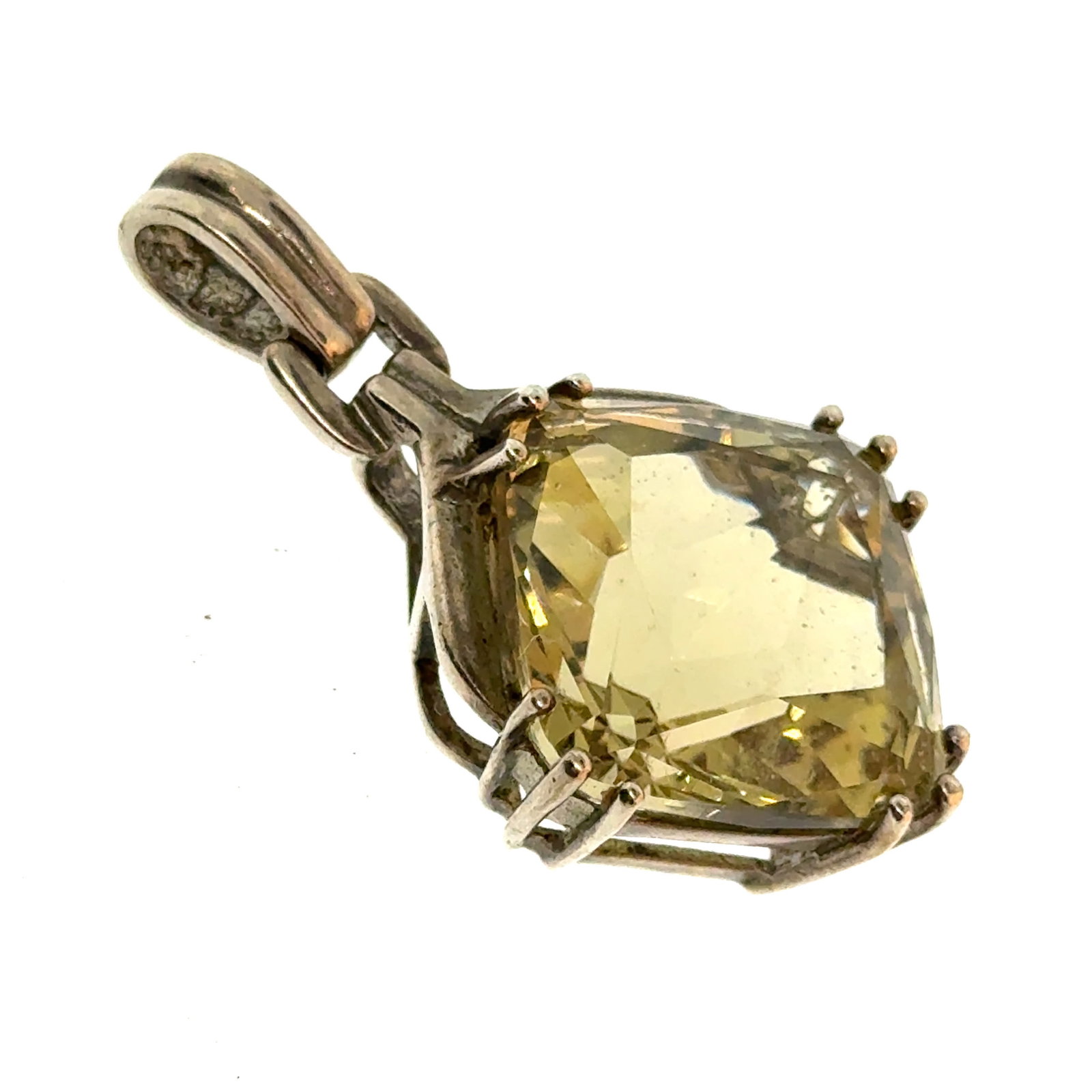Gigantic Citrine and Silver Pendant (total weight in ct 74.1) - 14.82g: A wonderful selection of estate jewelry including some antique heirloom pieces with family provenance. Item weights and dimensions are approximate. 4"x4"x4" 8oz shipping weight and dimensions.All weig