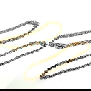 Sterling and Blue Topaz Bracelet + Sterling Bead Link Bracelet - 27.1g: A wonderful selection of estate jewelry including some antique heirloom pieces with family provenance. Item weights and dimensions are approximate. 4"x4"x4" 8oz shipping weight and dimensions.All weig