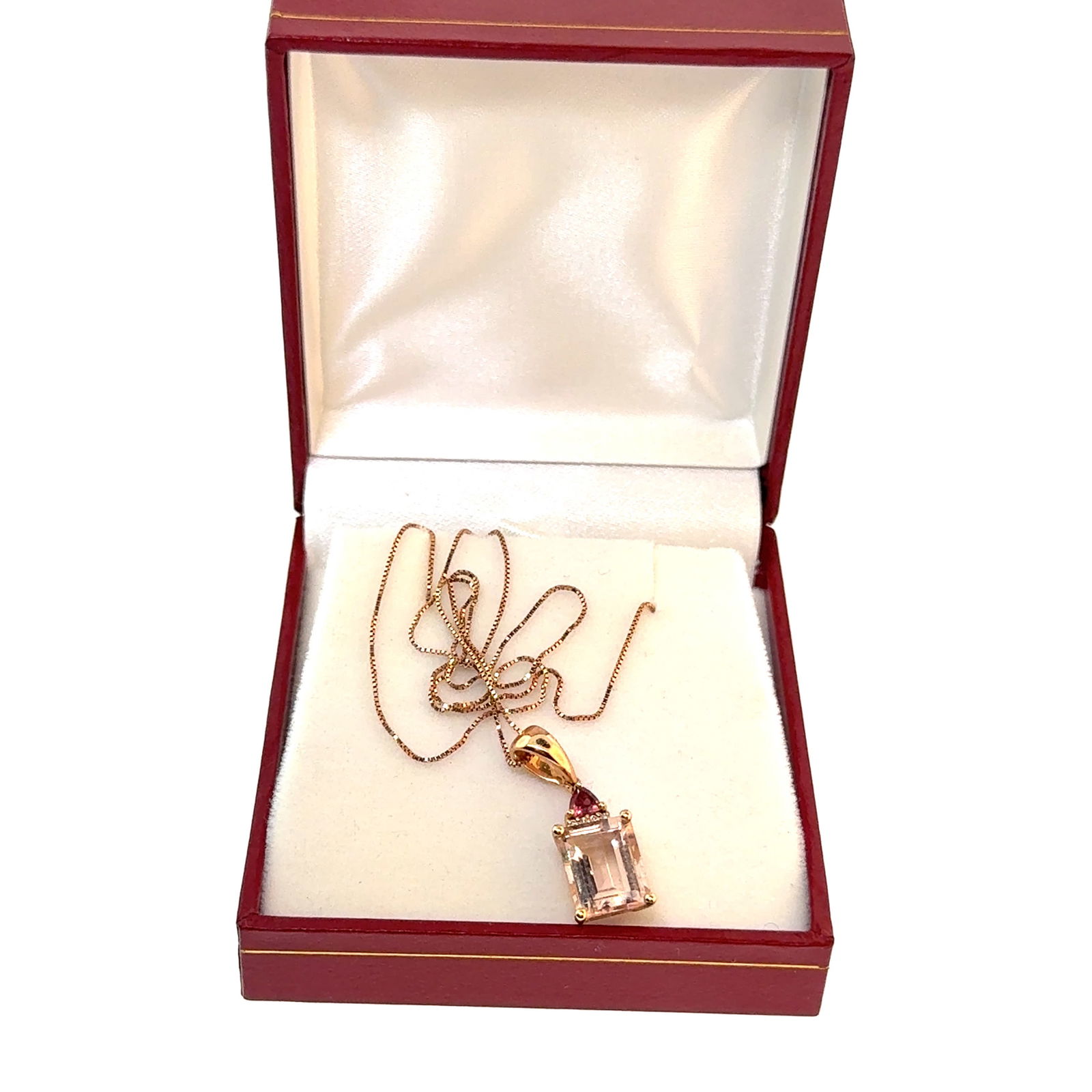 Vintage Rose Gold and Quartz Pendant and Chain 14k - 2.8g: A wonderful selection of estate jewelry including some antique heirloom pieces with family provenance. Item weights and dimensions are approximate. 4"x4"x4" 8oz shipping weight and dimensions.All weig