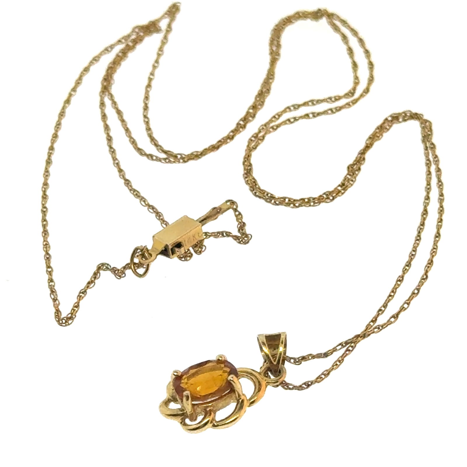 14k Chain and Citrine Pendant - 2g (1 of 4)