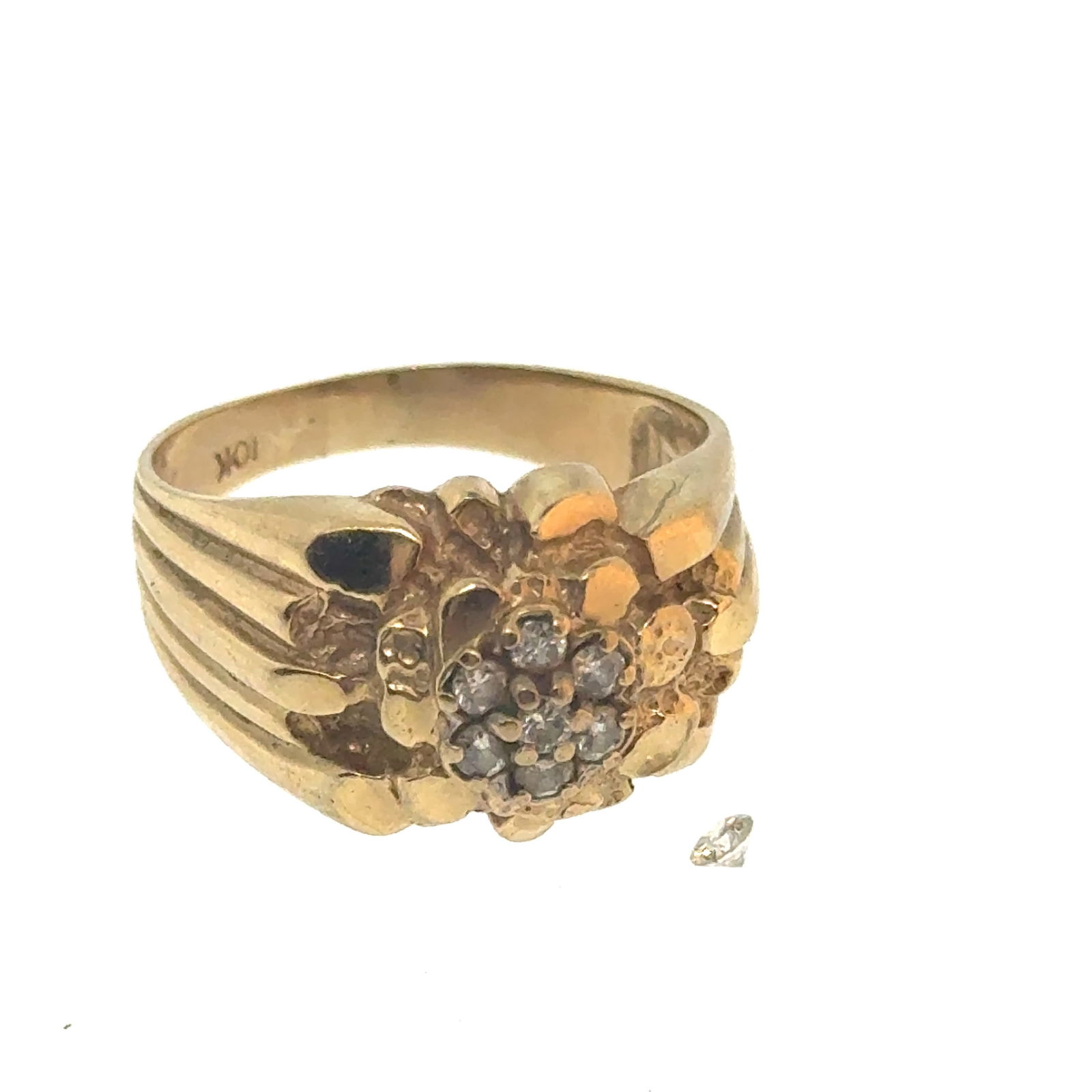 10k Gold and Diamons Men's Ring Size 10.5 with extra diamond - 6.6g (1 of 4)