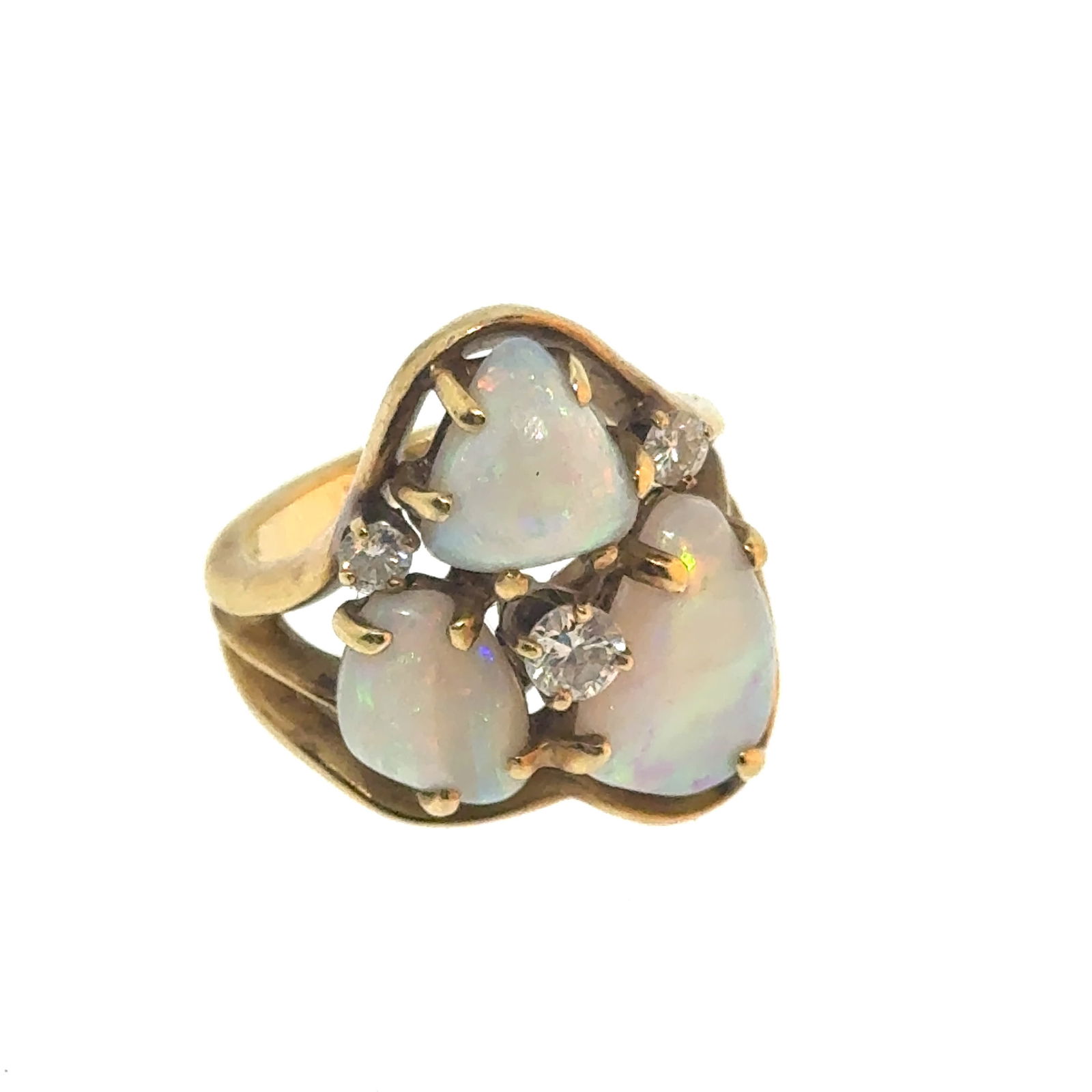 Opal and Diamond 14k Gold Ring Size 4.75 - 8.49g (1 of 3)