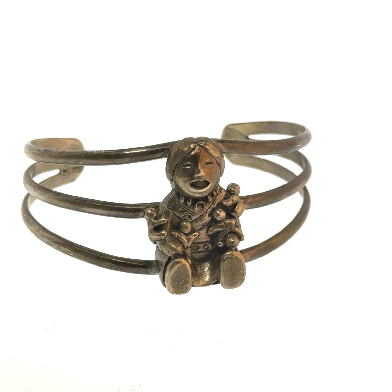 White Metal Navajo Hopi Maiden Storyteller Cuff Bracelet - 69x32mm - 1.2 oz (1 of 3)