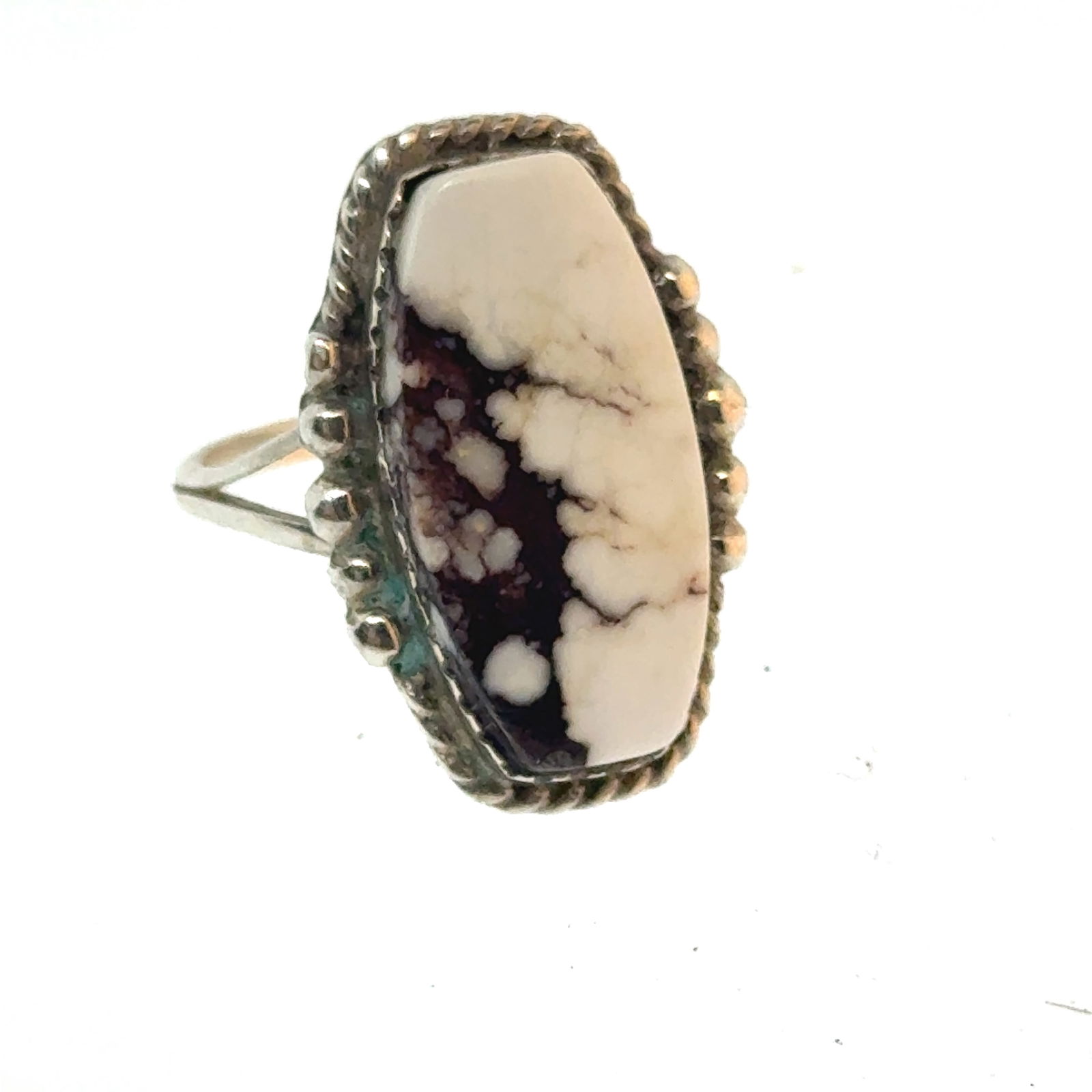 White Buffalo and Sterling Ring Signed AS Size 5.5 -  -  oz (1 of 3)