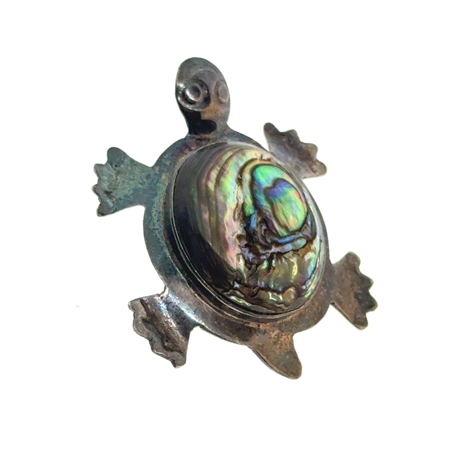 Alpaca Mexico White Metal and Mother of Pearl Turtle Pin Brooch - 32x27mm - oz: "This is a continuation of our Pro Jeweler's Estate auctions. This auction includes his personal bolo tie collection as well as several of his own art jewelry pieces. There are other Southwest styled 