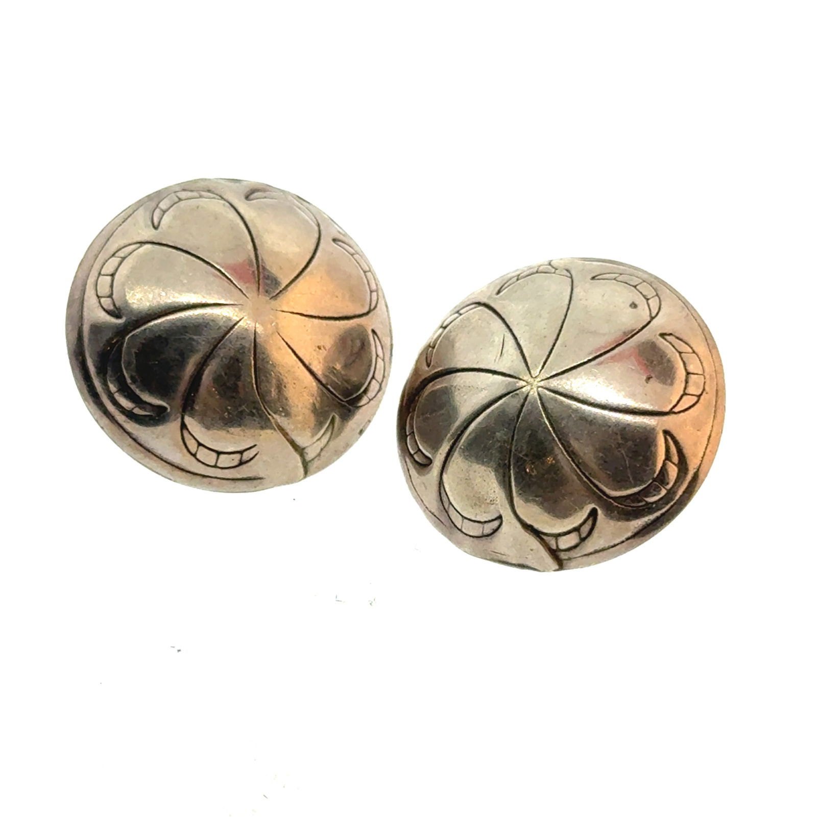 Pair of Hollow White Metal Button Earrings -  -  oz (1 of 3)