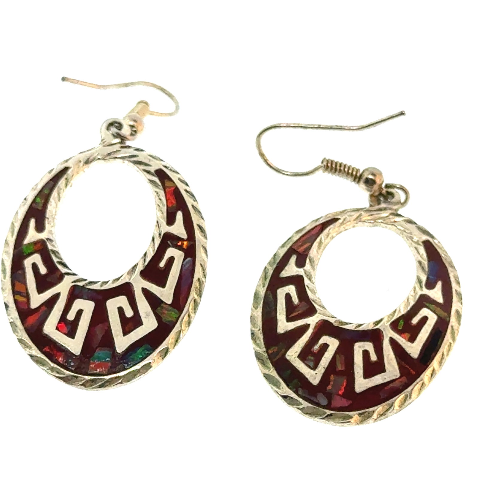 Mexico Sterlng and Opal Earrings - 22x32mm - oz: "This is a continuation of our Pro Jeweler's Estate auctions. This auction includes his personal bolo tie collection as well as several of his own art jewelry pieces. There are other Southwest styled 
