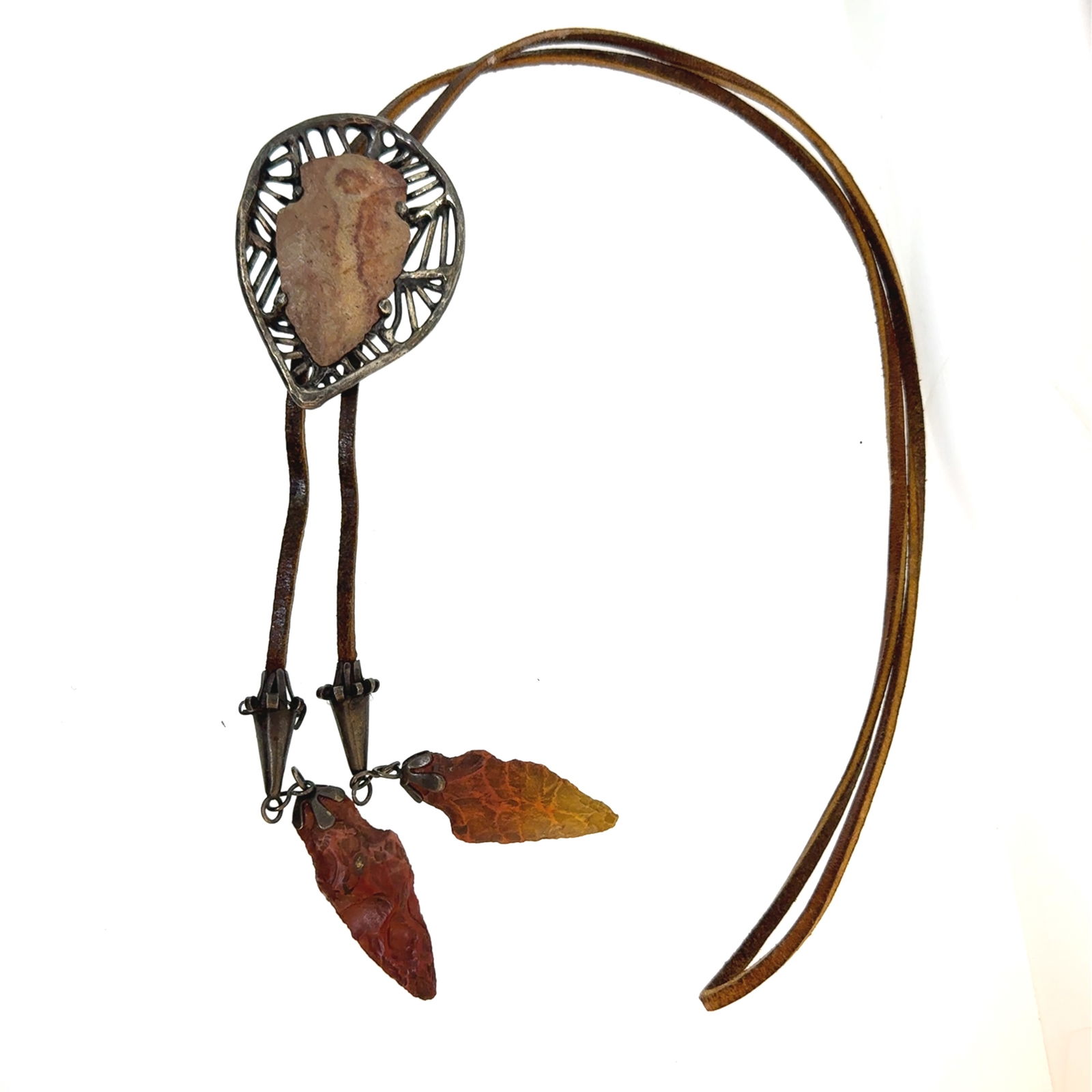 Jasper Arrowhead and Unmarked Silver Bolo Tie - 67x47mm - 2.5 oz (1 of 4)