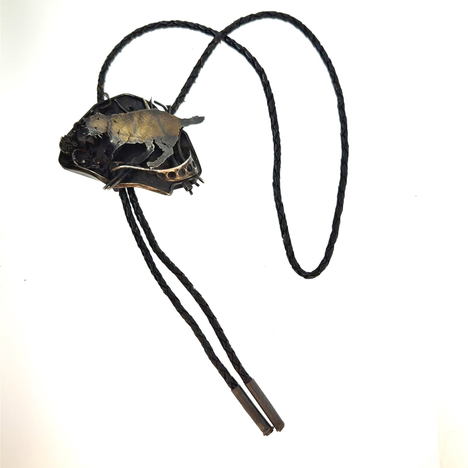 Peter Rowe Sterling Silver 3d T2.7ableau Bolo Tie - Cat Scene - 85x62mm - 2.7 oz: "This is a continuation of our Pro Jeweler's Estate auctions. This auction includes his personal bolo tie collection as well as several of his own art jewelry pieces. There are other Southwest styled 