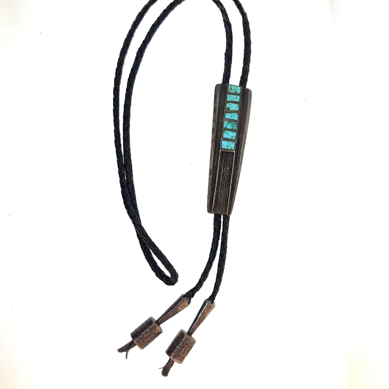 Native Silver and Tuquoise Bolo Tie Signed SFL - 94x26mm - 3.1 oz (1 of 7)