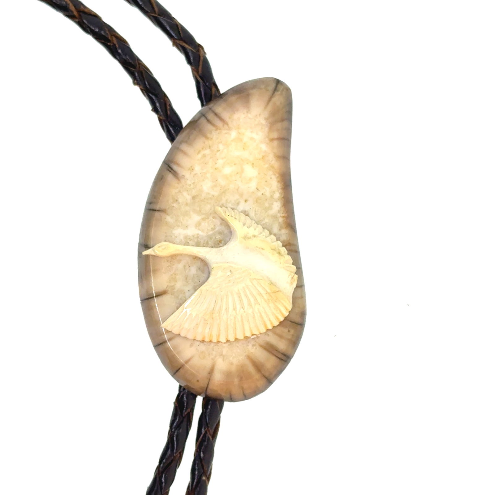 Native Carved Antler Bolo Tie - Goose - 62x30mm -  oz (1 of 4)