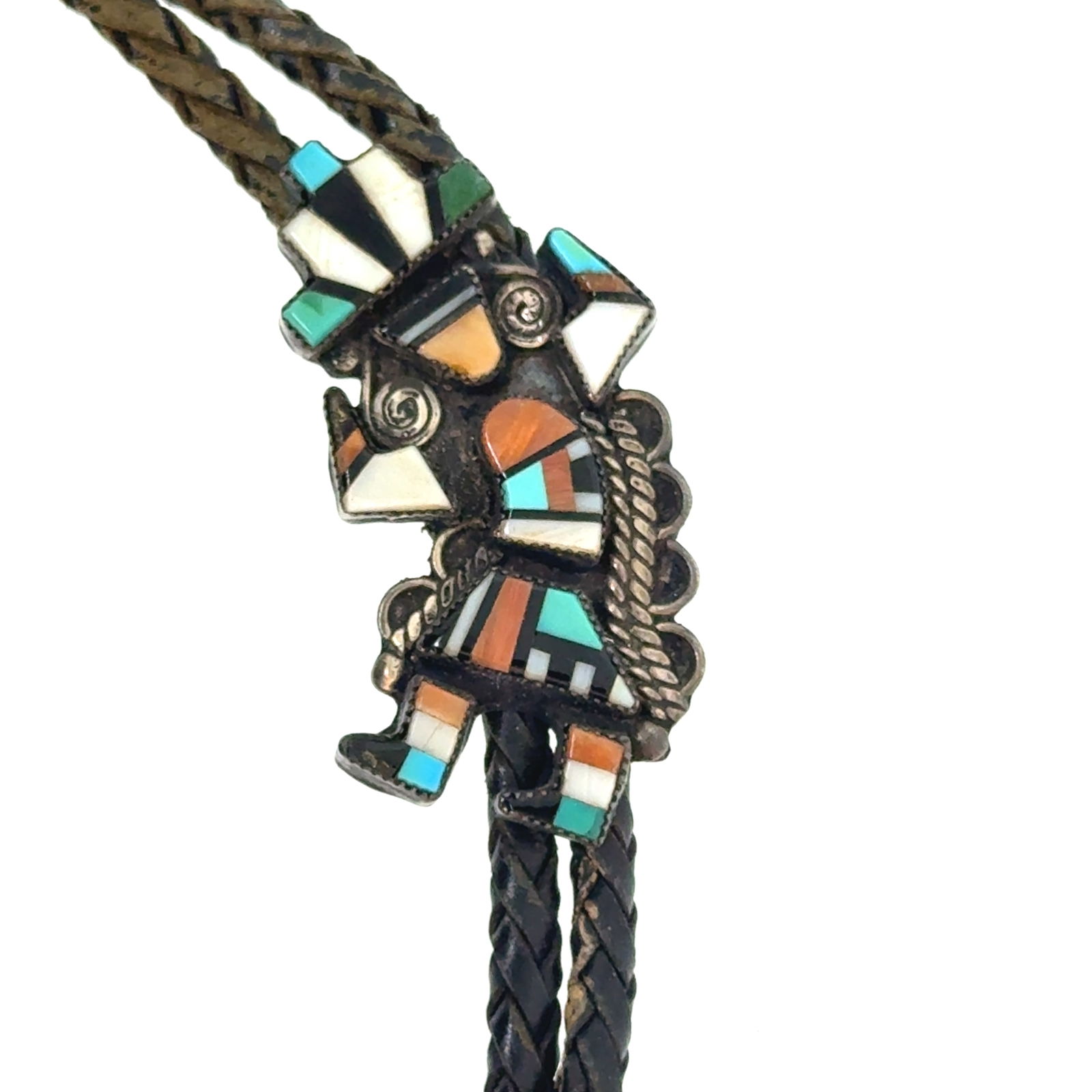 Zuni Multi-stone Inlay and Silver Bolo Tie - 50x25mm -  oz (1 of 4)