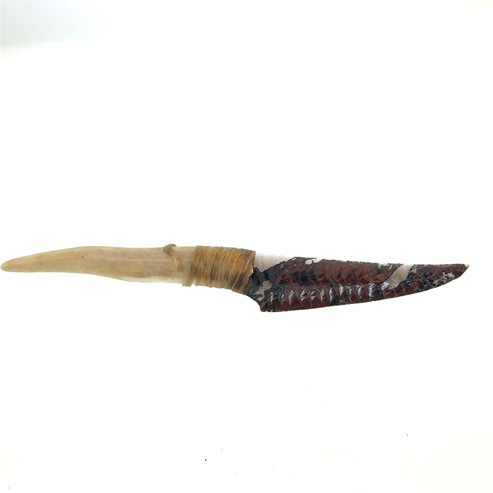 Native Obsidian Blade Antler Handle Knife Traditional Constructions - 150mm -  oz (1 of 5)