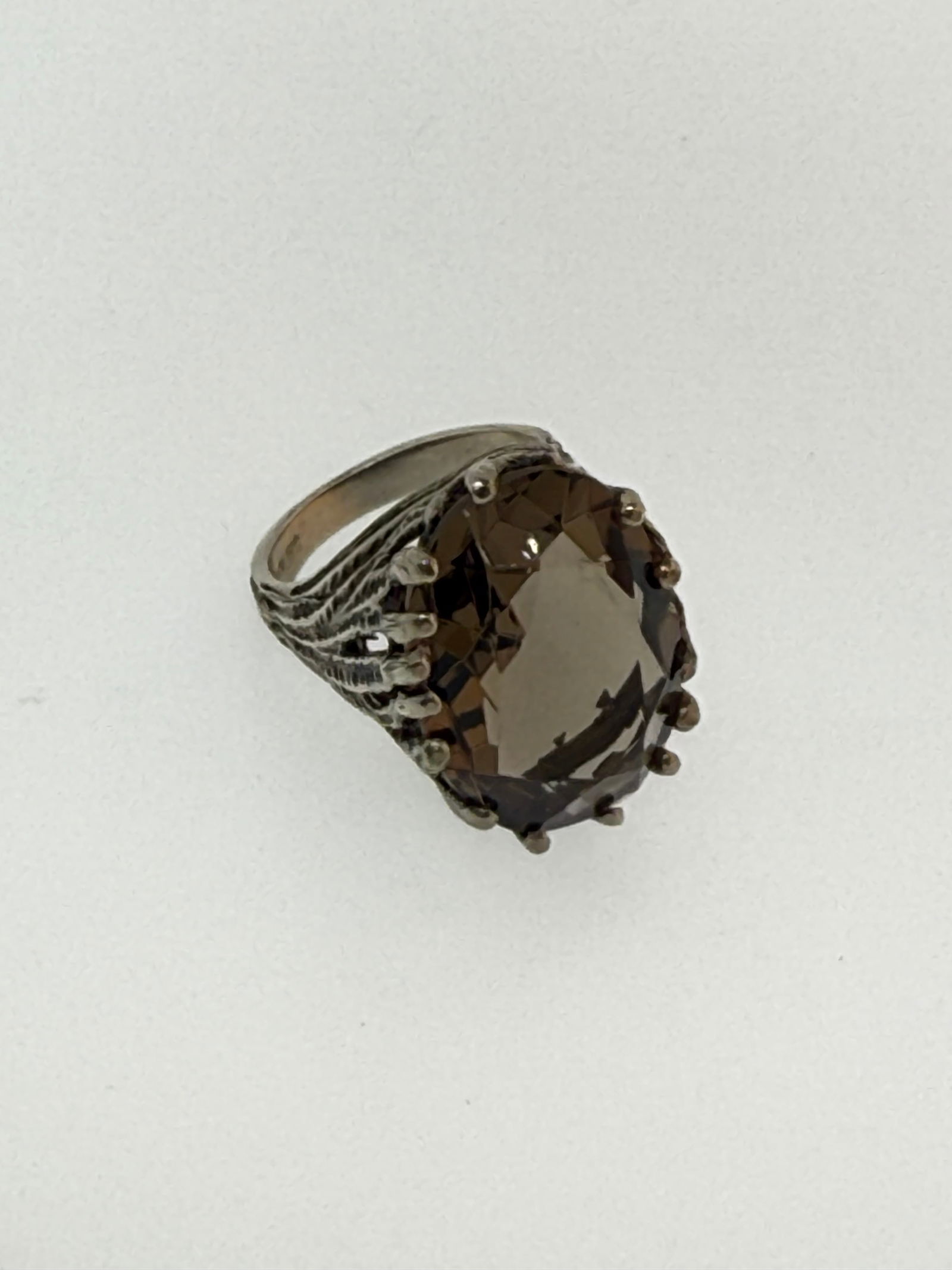 Sterling and Large Smoky Quartz Ring Size 7 11.2g (1 of 5)