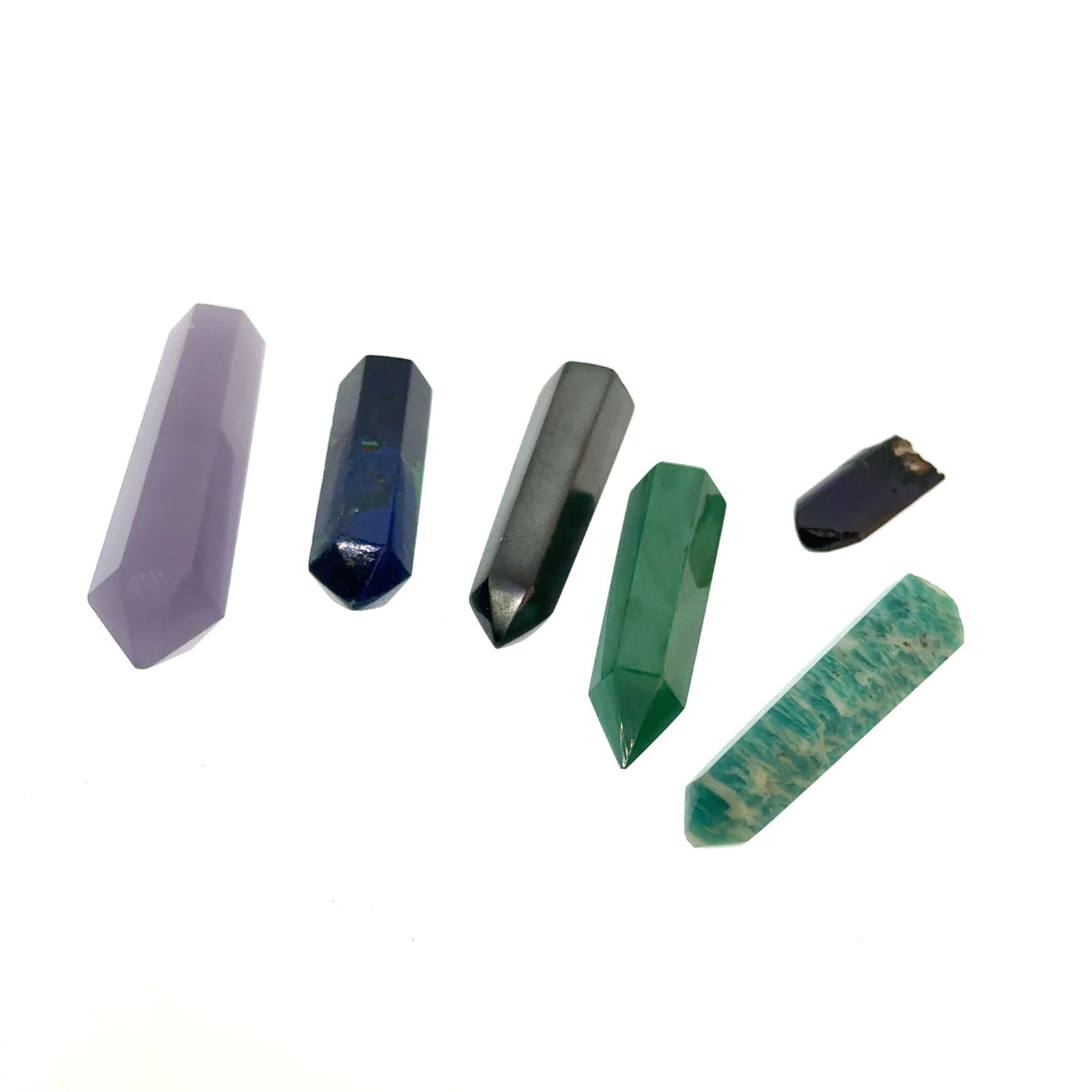 Healing Point Selection Amethyst Chrysoprase Titanium Quartz Azurite 34.1g: This is a continuation of our pro jeweler's estate auction, but we've added some gems from another estate (JTV). The rest are from his personal collection, many faceted by himself. Gems were cataloged