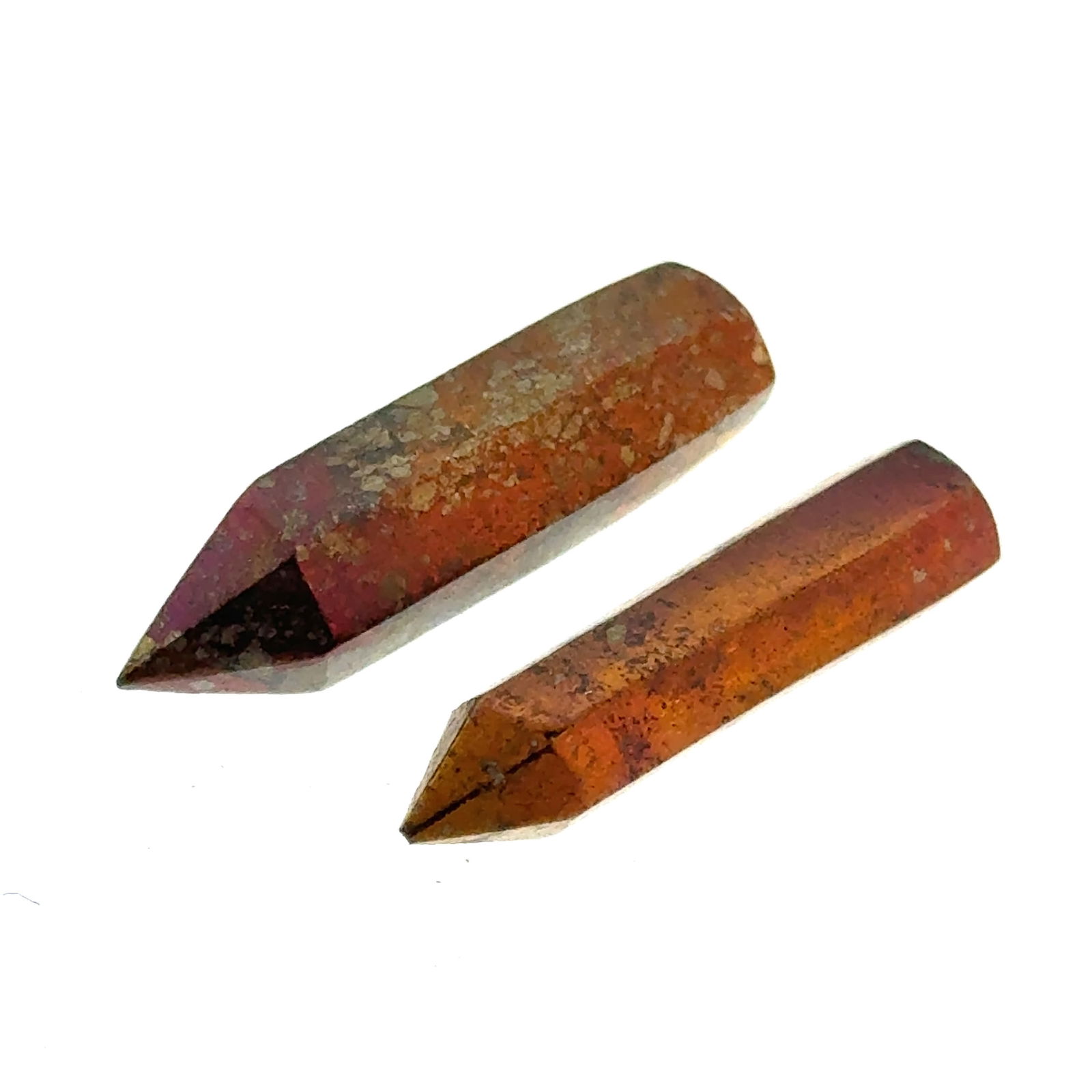 Healing Points - Titanium Plated Quartz: This is a continuation of our pro jeweler's estate auction, but we've added some gems from another estate (JTV). The rest are from his personal collection, many faceted by himself. Gems were cataloged