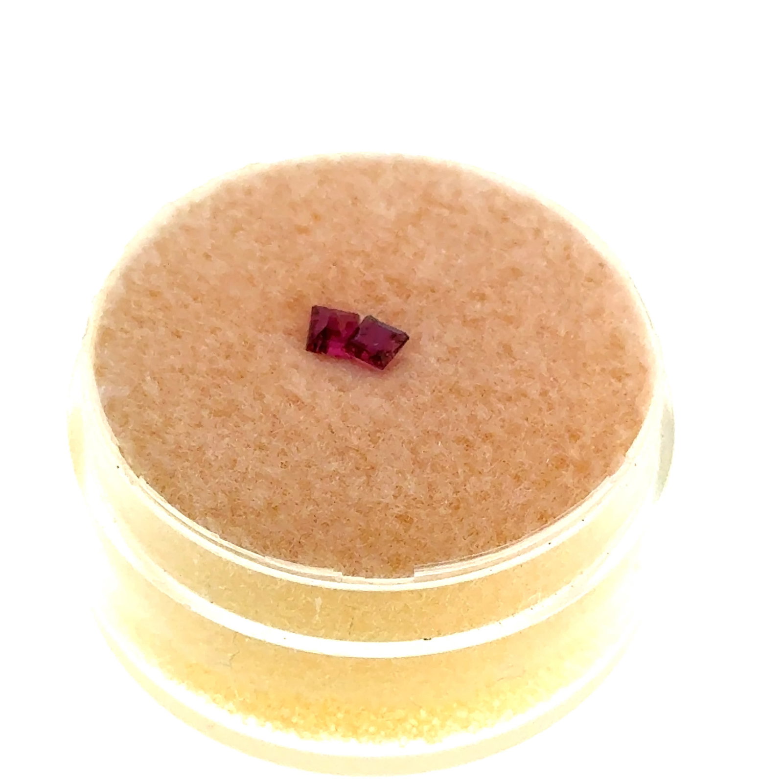 2 x Synthetic Small Ruby Square Gemstones: This is a continuation of our pro jeweler's estate auction, but we've added some gems from another estate (JTV). The rest are from his personal collection, many faceted by himself. Gems were cataloged