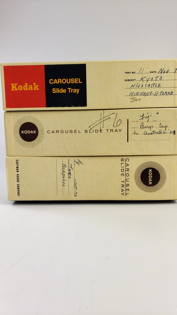 3 x Carousels of Vintage 35mm Slides - Fiji, Kyoto, Taxco: This auction contains a wide range of vintage estate items and collectibles all sold with no reserve.Local pick up details will be provided at the end of the sale. In-house shipping is available at th