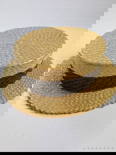 Vintage Hyde Park Straw Boaters Hat Abstract Design Purple and Silver Ribbon: This auction contains a wide range of vintage estate items and collectibles all sold with no reserve.Local pick up details will be provided at the end of the sale. In-house shipping is available at th