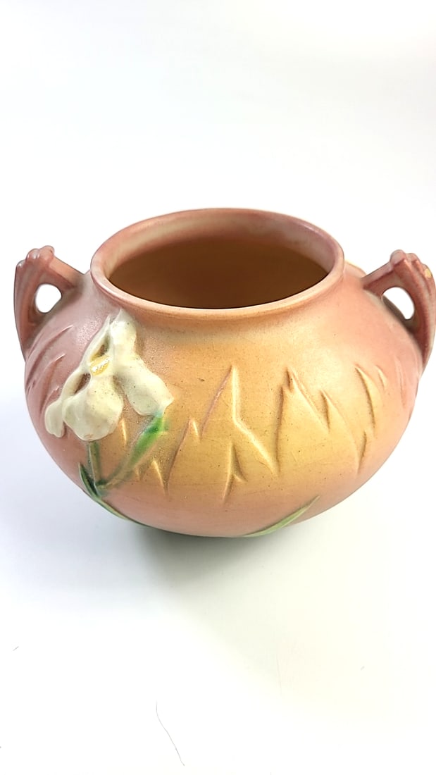 Roseville Pottery Urn 357 4" - Iris: This auction contains a wide range of vintage estate items and collectibles all sold with no reserve.Local pick up details will be provided at the end of the sale. In-house shipping is available at th