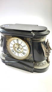 Art Deco Ansonia Slate Mantle Clock with Stork Accents: This auction contains a wide range of vintage estate items and collectibles all sold with no reserve.Local pick up details will be provided at the end of the sale. In-house shipping is available at th