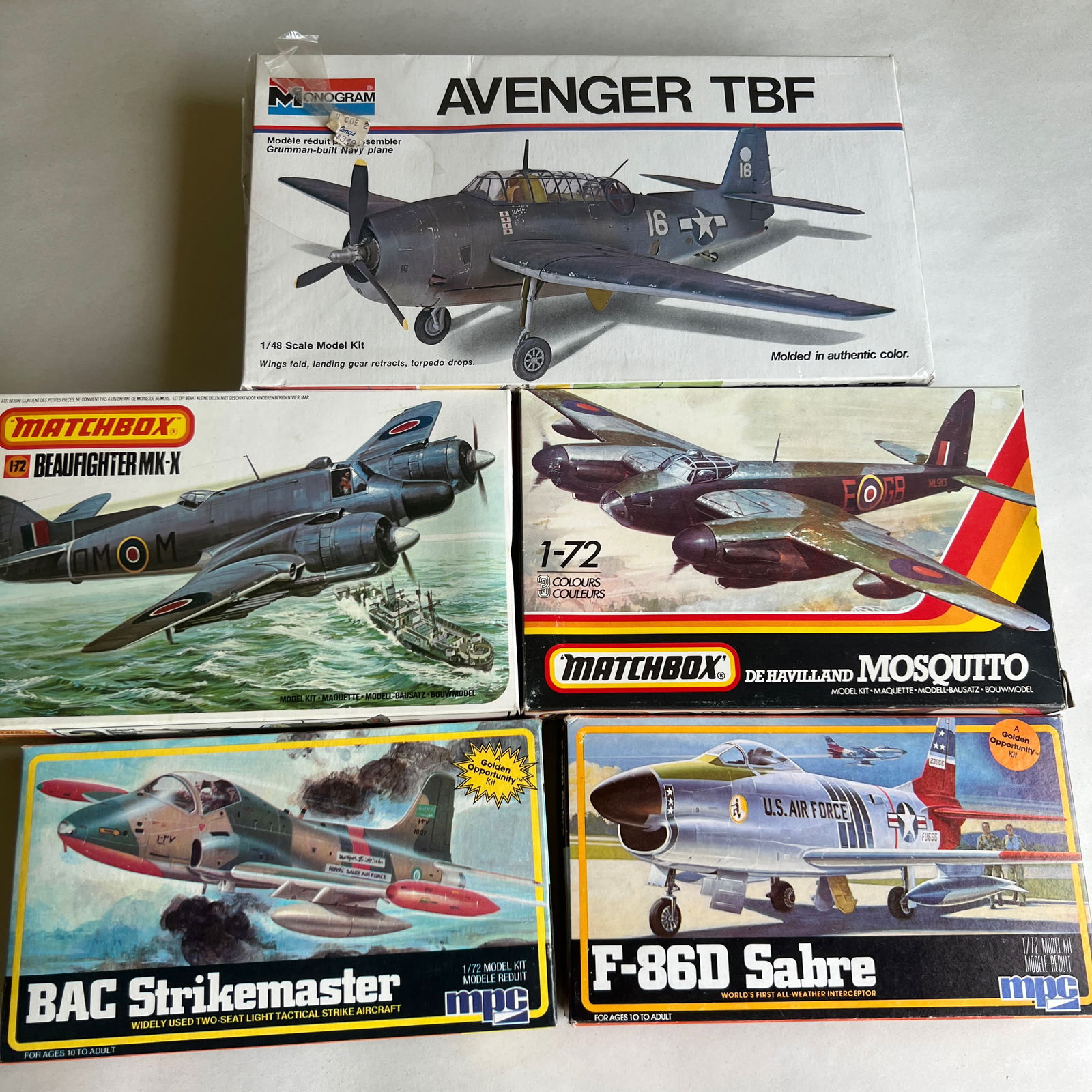 Mixed Model Kit Lot Avenger TBF PK-103 Mosquito Strikemaster F-86D (1 of 19)