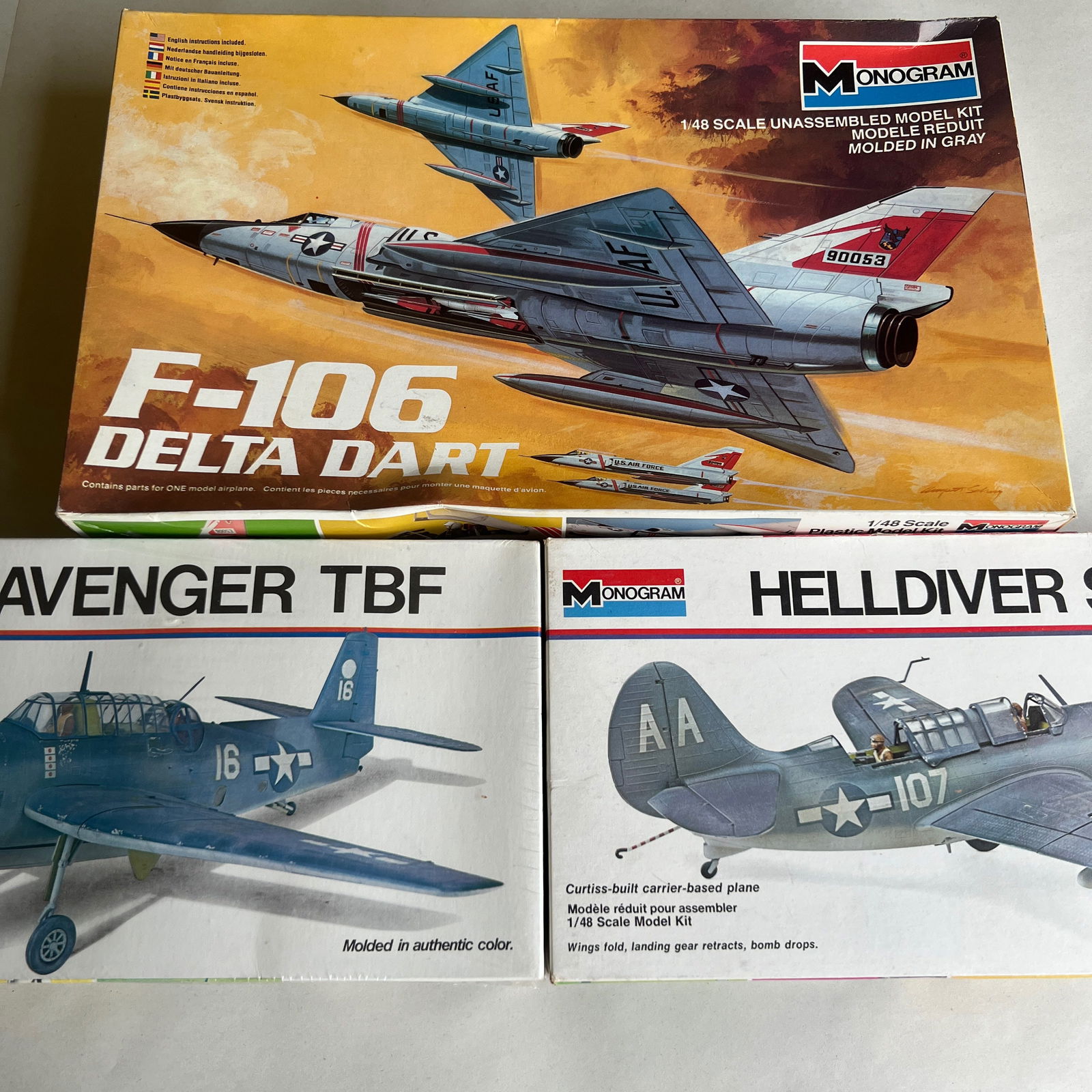 3 x Monogram Airplane Models Helldiver SB2C Avenger TBF  F-106 Delta Dart (1 of 11)