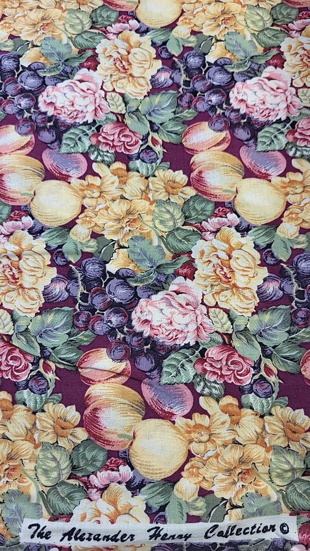 Alexander Henry Collection 100% Cotton Autumn Leaves Wine 20 Yards: Large assortment of vintage fabric from an estate. Fabric is described as per the bolt it is on and measurements are approximate based on the updated bolt markings and counting wraps.Local pick up is