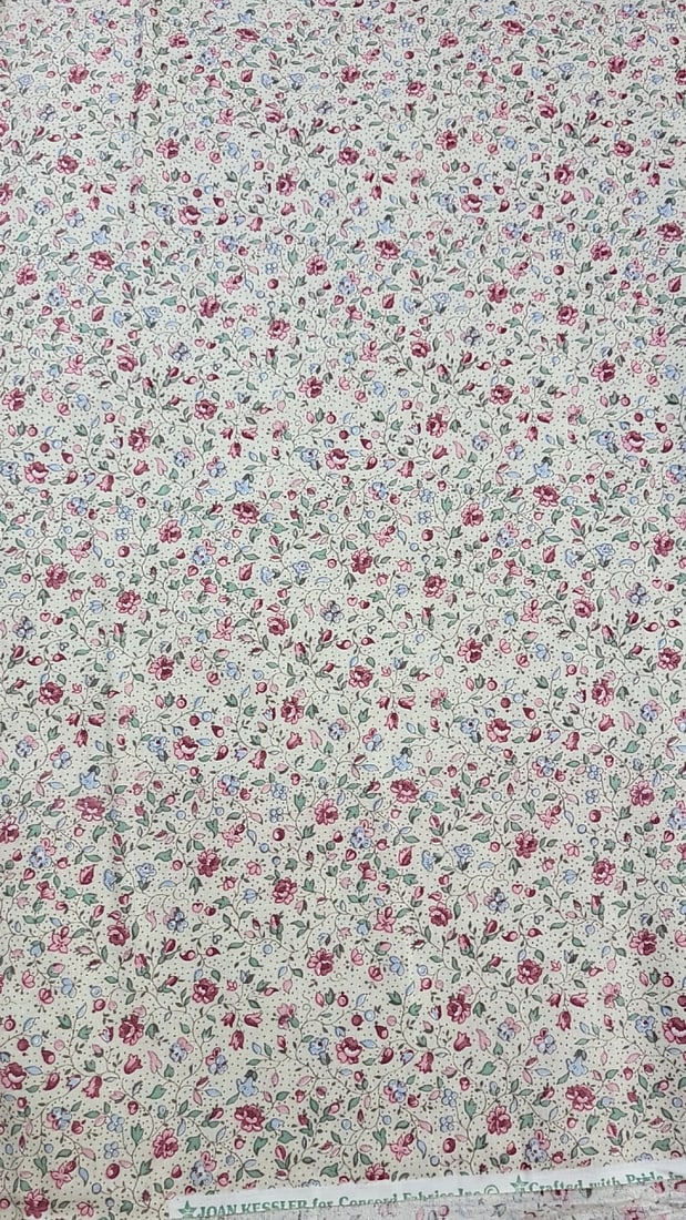 Joan Kessler For Concord Fabrics Country Florals 100% Cotton White W/ Flowers 2 Yards (1 of 4)