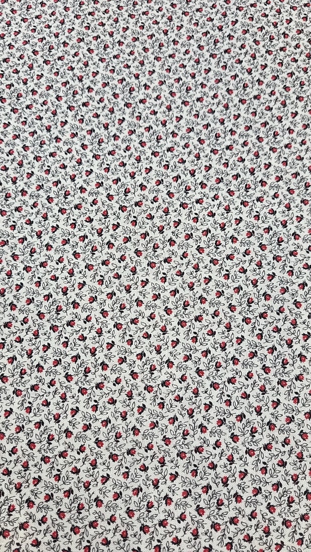 V.I.P. Cranston Print Works Cotton White With Rose 4 Yards (1 of 4)