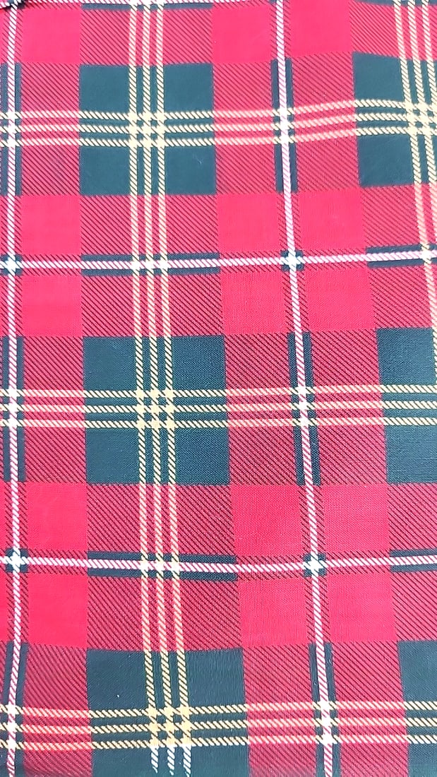 Vintage Cotton Fabric Bolt Red W/ Green Plaid 4 Yards (1 of 4)
