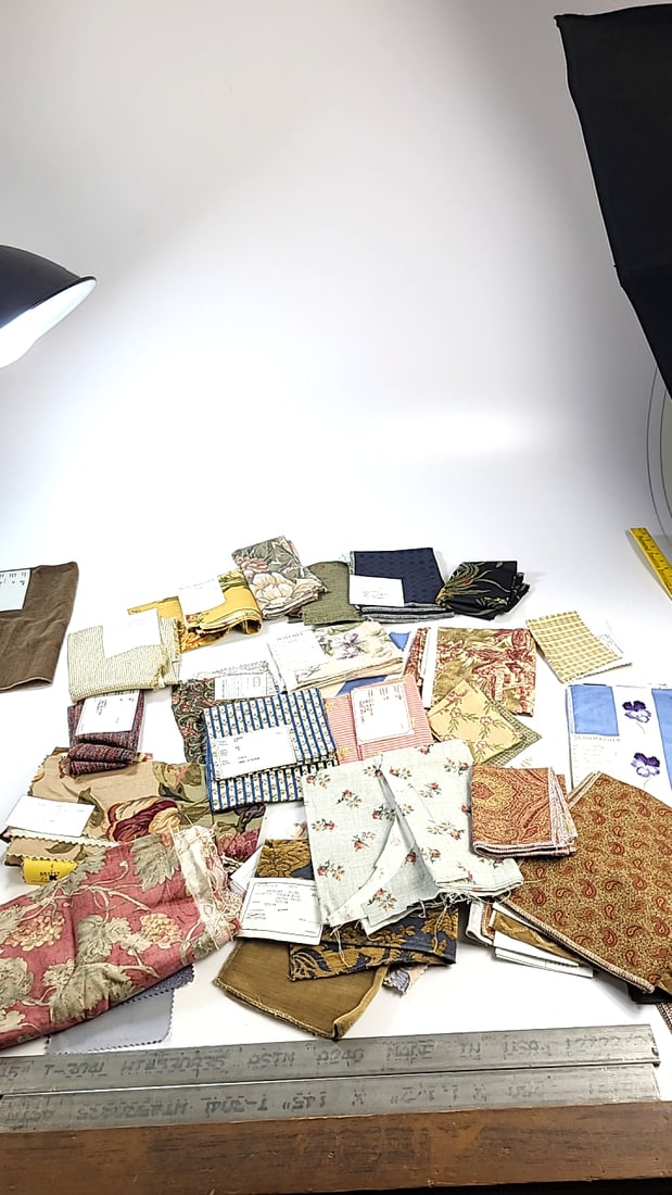 Vintage Fabric Lot 7 About 7 Yards Total Waverly Schumacher Kravet Etc: Large assortment of vintage fabric from an estate. Fabric is described as per the bolt it is on and measurements are approximate based on the updated bolt markings and counting wraps.Local pick up is