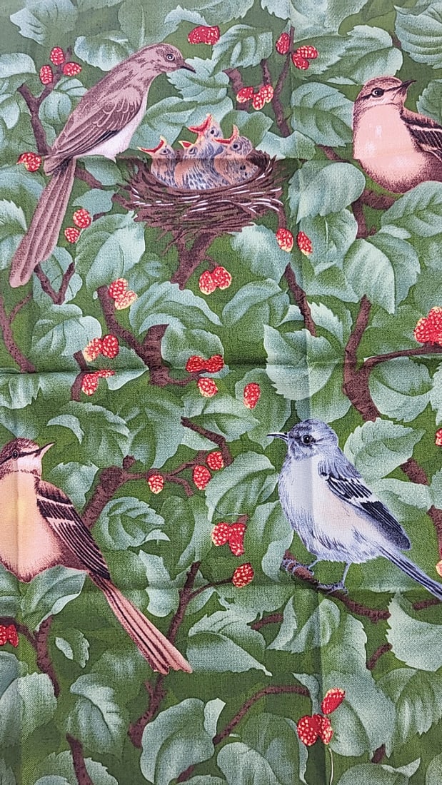 The State Birds by Susan Ellis for Northcott Mockingbird #645 Vintage Cotton Fabric 20 X 18: Large assortment of vintage fabric from an estate. Fabric is described as per the bolt it is on and measurements are approximate based on the updated bolt markings and counting wraps.Local pick up is