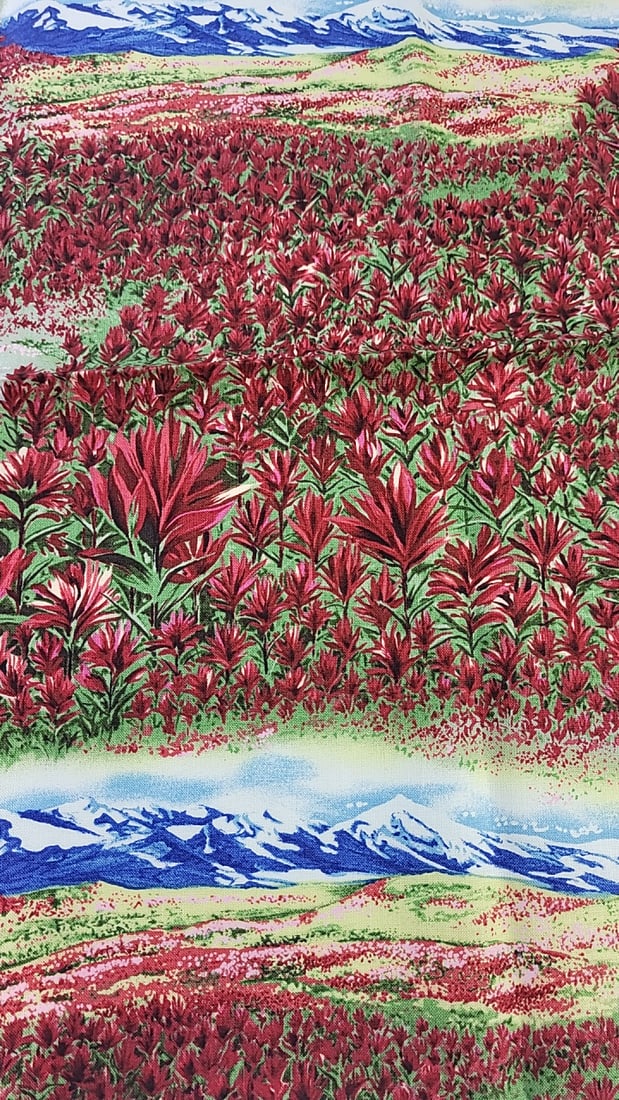 The State Flowers by Susan Ellis for Northcott Wyoming Indian Paint Brush 20 X 18: Large assortment of vintage fabric from an estate. Fabric is described as per the bolt it is on and measurements are approximate based on the updated bolt markings and counting wraps.Local pick up is 