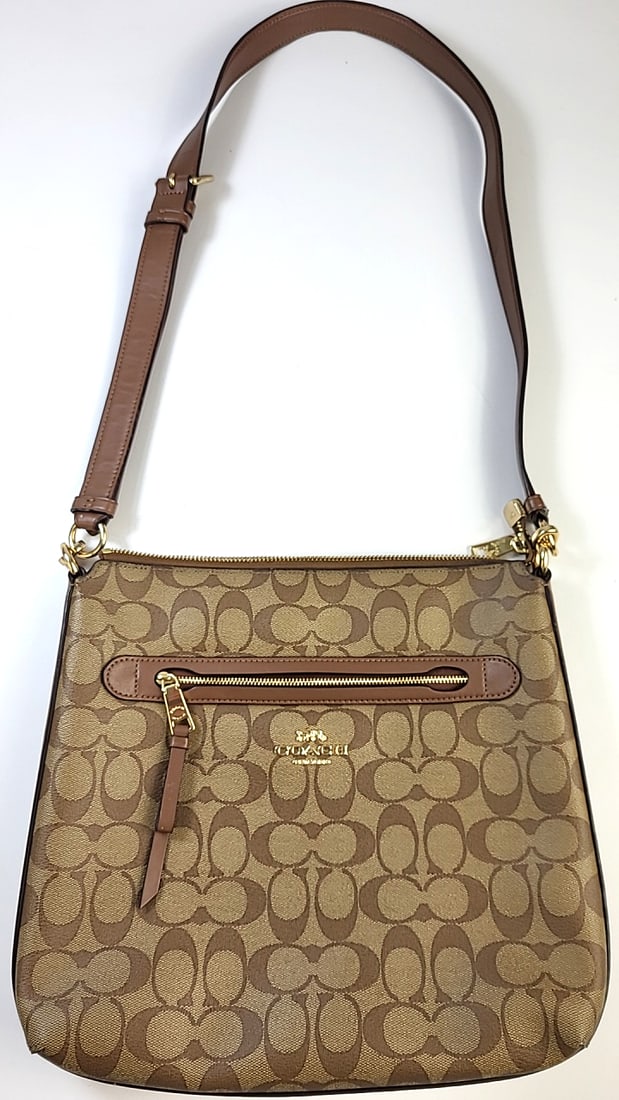 Coach Signature Crossbody Bag Tan Brown Adjustable Strap (1 of 6)