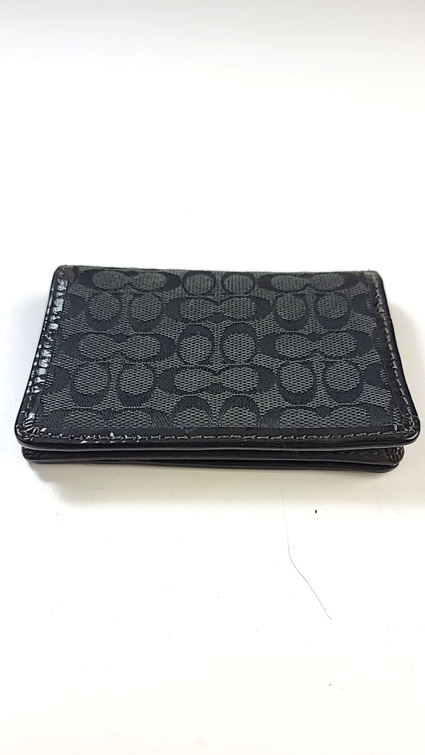 Coach Wallet Card Holder Black Canvas Monogram Pattern (1 of 6)