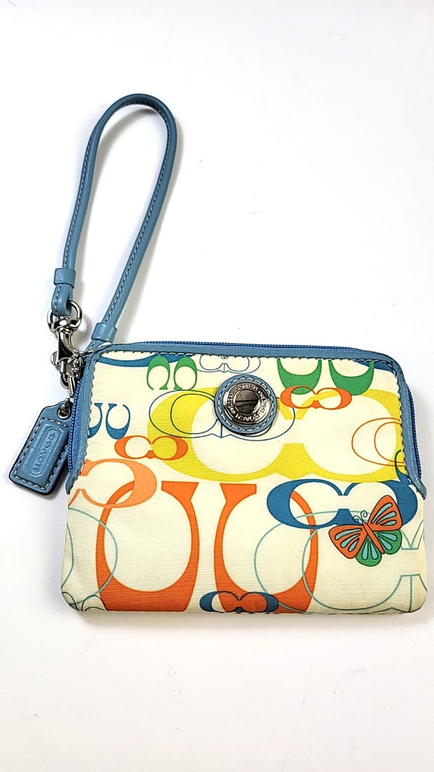 Coach Multicolor Butterfly Wristlet Clutch Handbag - Blue Trim ðŸ’™ (1 of 5)