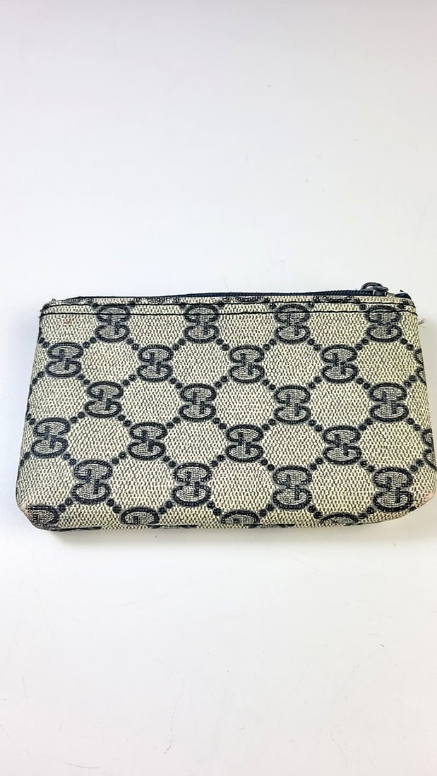 Gucci GG Logo Canvas Pouch Blue Grey Monogram Small (1 of 8)